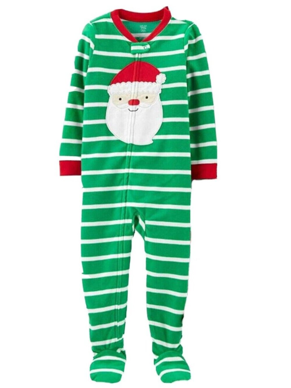 Toddler Boys Girl One Piece Fleece Footed Footie Pajamas Pjs Santa Christmas 2T